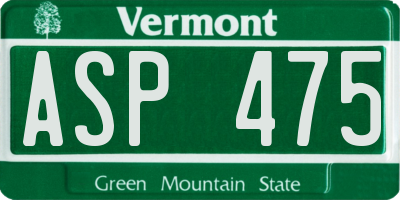 VT license plate ASP475