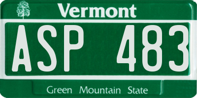 VT license plate ASP483