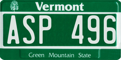 VT license plate ASP496