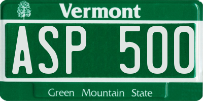 VT license plate ASP500