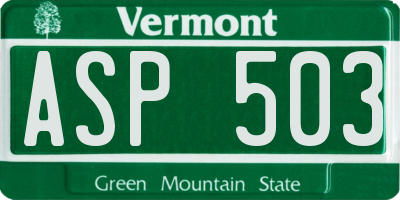 VT license plate ASP503