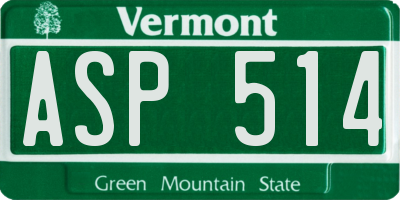 VT license plate ASP514