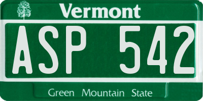 VT license plate ASP542