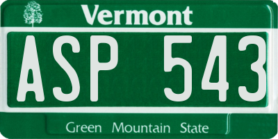 VT license plate ASP543