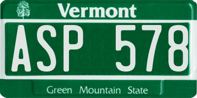 VT license plate ASP578