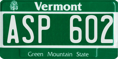 VT license plate ASP602