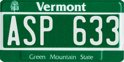 VT license plate ASP633