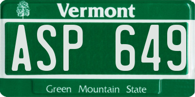 VT license plate ASP649