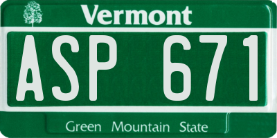 VT license plate ASP671