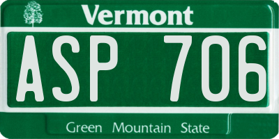 VT license plate ASP706