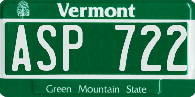 VT license plate ASP722