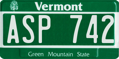 VT license plate ASP742