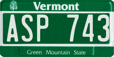 VT license plate ASP743