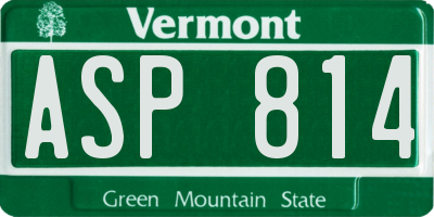VT license plate ASP814