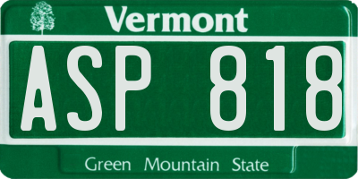VT license plate ASP818