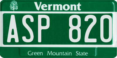 VT license plate ASP820