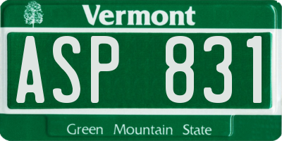 VT license plate ASP831