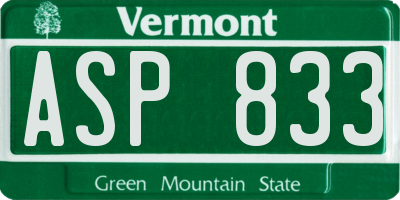 VT license plate ASP833