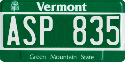 VT license plate ASP835