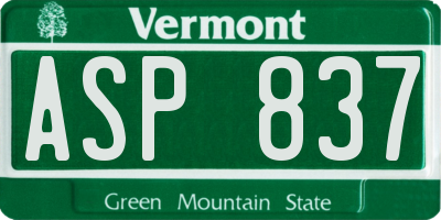 VT license plate ASP837