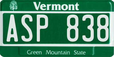 VT license plate ASP838