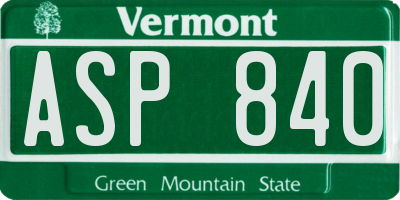 VT license plate ASP840