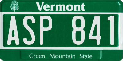 VT license plate ASP841