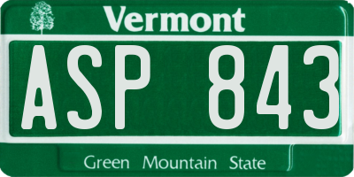 VT license plate ASP843