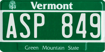 VT license plate ASP849