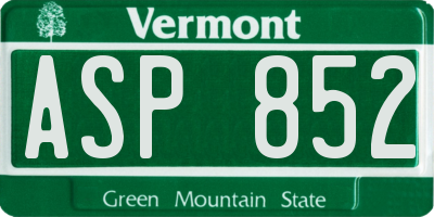 VT license plate ASP852