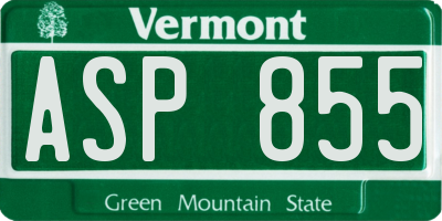 VT license plate ASP855