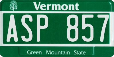 VT license plate ASP857