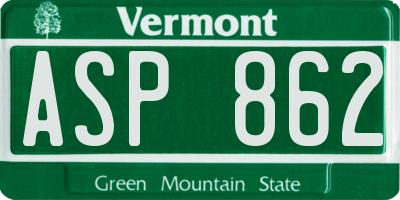 VT license plate ASP862