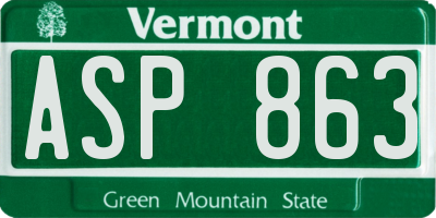 VT license plate ASP863