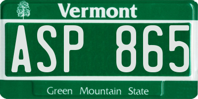 VT license plate ASP865