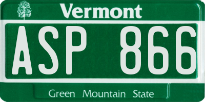 VT license plate ASP866