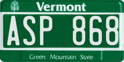 VT license plate ASP868