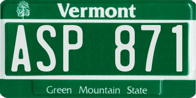 VT license plate ASP871