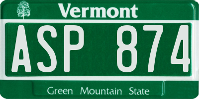 VT license plate ASP874