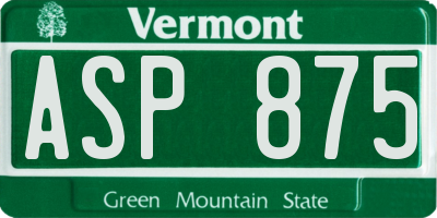 VT license plate ASP875