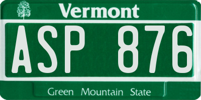 VT license plate ASP876
