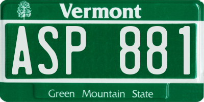 VT license plate ASP881