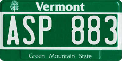 VT license plate ASP883