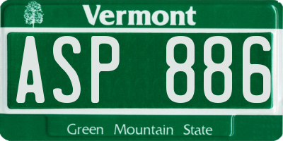 VT license plate ASP886
