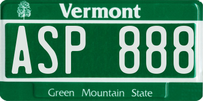 VT license plate ASP888