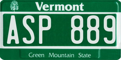 VT license plate ASP889