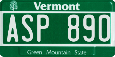VT license plate ASP890