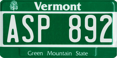 VT license plate ASP892