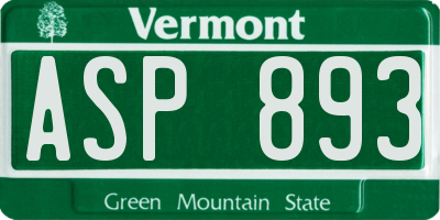 VT license plate ASP893