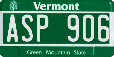 VT license plate ASP906